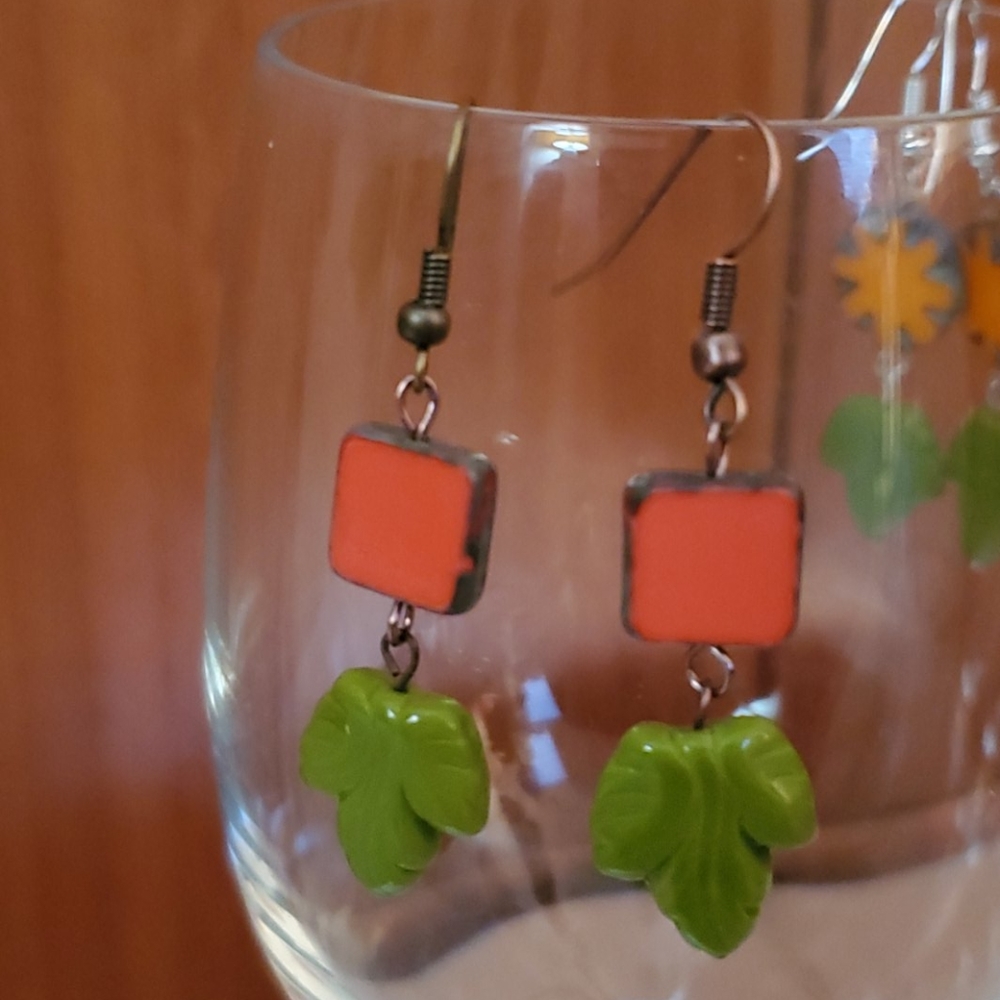Czech glass dangle earrings
